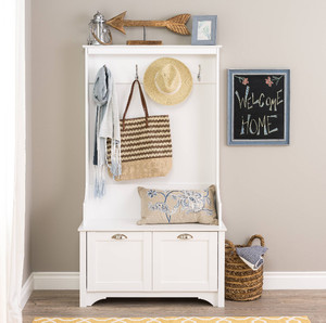 Details About White Hall Tree Entryway Coat Rack Mudroom Storage Cabinet Hallway Organizer