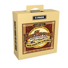 3-Pack Ernie Ball 2003 Earthwood Medium Light Acoustic Guitar Strings 12-54 3003