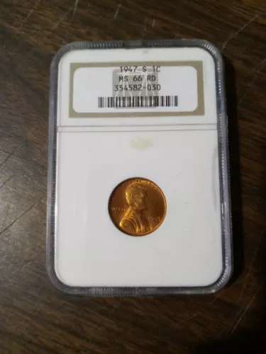 1947-S 1C Lincoln Wheat Penny NGC MS66 RD - 354582-030