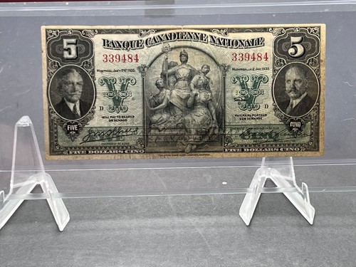 1935 $5 Banque Canadienne Nationale Bank Note BCS Graded VF20 SN# 339484 - Picture 2 of 5