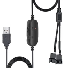 8w Dc 12v Pc Cooling Fan Speed Controlusb To Dual 3pin 4pin Fan Power Adapter Ca