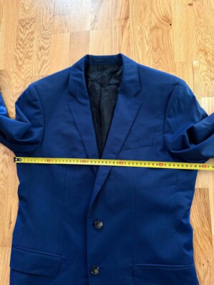 Men's Hugo Boss Guabello Super 120 Virgin Wool Blue Suit Size 36R
