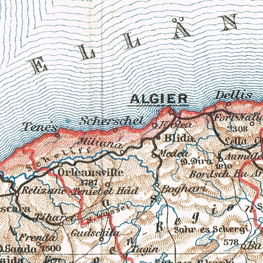 ARGELIA Argel 1899 TÚNEZ MARRUECOS Túnez Mapa original fechado mapa África Foto 4 de 4