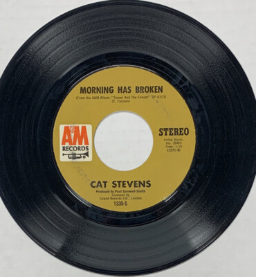 45 rpm Vintage 7  Vinyl Single Hit Record Cat Stevens - Morning Has Broken