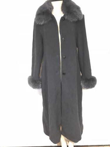 Marvin Richards Women's Winter Church fox fur Wool &Cashmere long coat size 12US - Picture 7 of 12