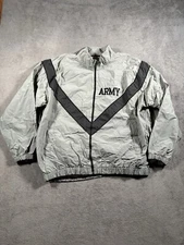 VINTAGE US Army Jacket Skilcraft XL Long Gray PT Physical Training Windbreaker