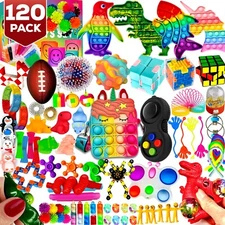 120 Pack Fidget Toys Set Party Favors Pop It Stress Relief Autistic.Sensory Pack