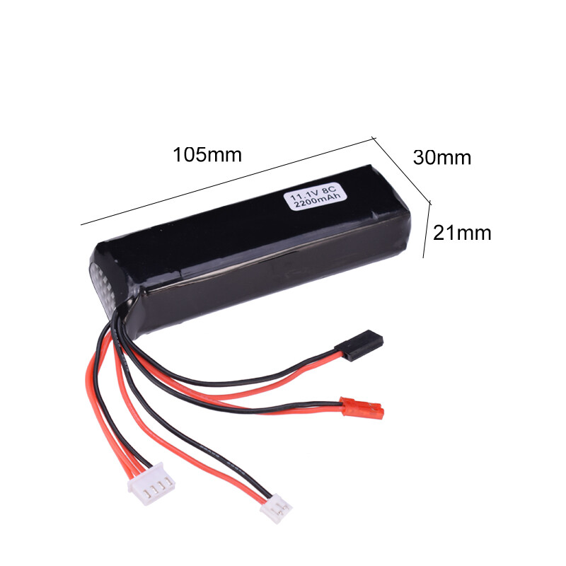 Batteria Lipo 11,1V 2200mAh Con Caricabatterie USB Per Trasmettitori Radiolink AT9/AT10, Flysky, Walkera