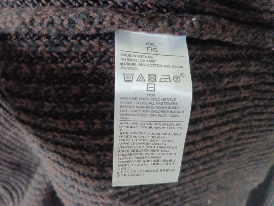 Banana Republic Mens Wool Blend Sweater Pullover Sz 2XL Brown Shawl Neck Henley - Image 4 of 4