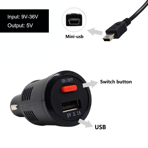 Cigarette Lighter Power Cable for Dash Camera with USB Charger and Switch Button - Picture 16 of 24