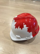 V-Gard Hard Hat - white with Red Maple leaf design