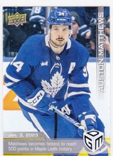2022/23 UD..AUSTON MATTHEWS..GAME DATED MOMENTS../599..CARD # 38..MAPLE LEAFS