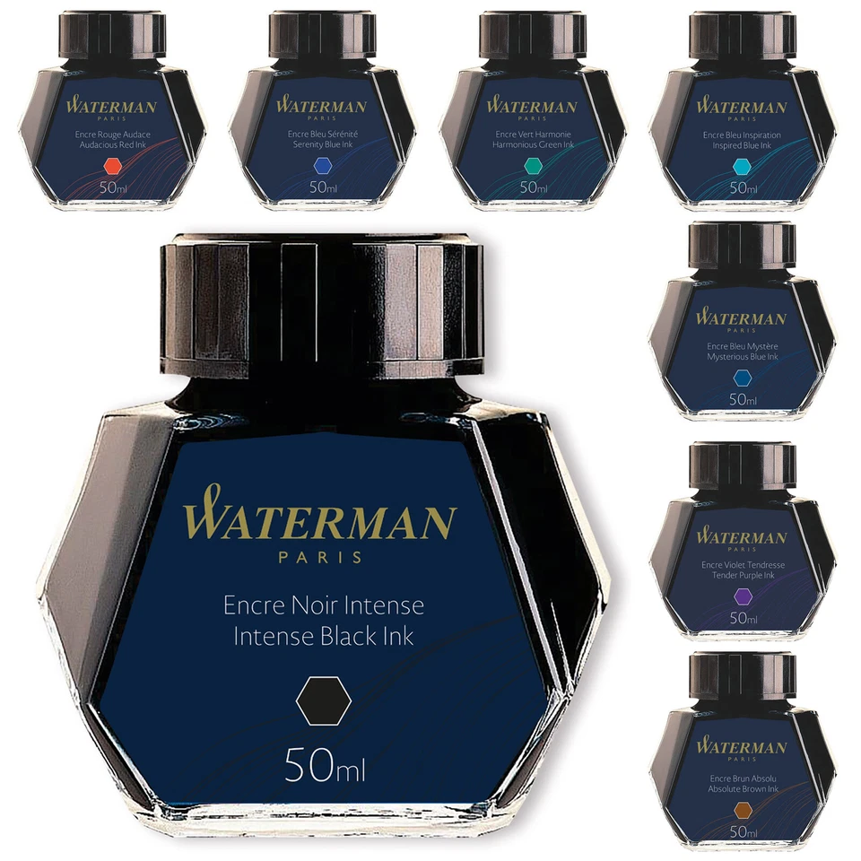 Waterman Bottled Ink 50ml Bottle - Choose Colour - Uk Supplier