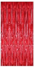 RED Colorfast FOIL Fringe Curtain Backdrop for Birthday, Graduation Celebration
