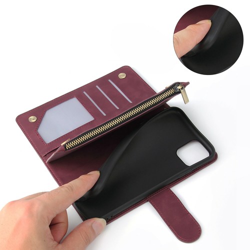 Zipper Flip Wallet Leather Card Case Cover For iPhone 14 13 12Pro 11 XR 7 8 Plus - Picture 34 of 36