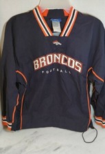Reebok NFL Denver Broncos Football Navy Pullover V-Neck Pockets Youth 10/12
