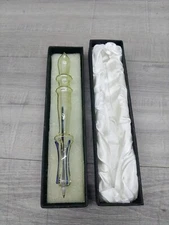 1 LSArts  Milano Art Glass Yellow and Blue Pens in box. Blue Ink