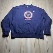 Nike Club Crewneck Fleece Sweatshirt Logo Navy Blue Mens Size Large
