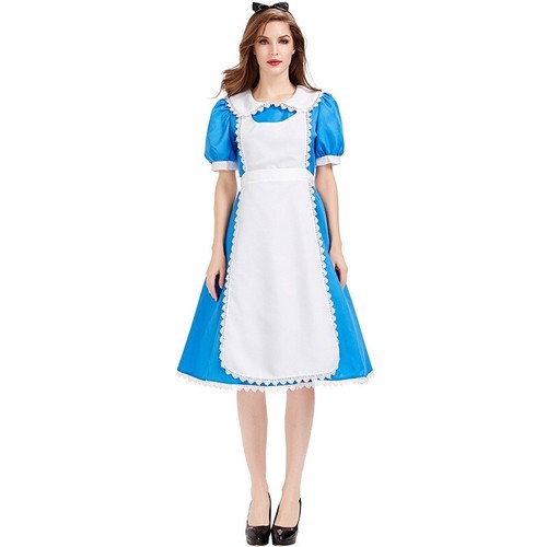 Alice In Wonderland Halloween Womens Blue White Dress AU Express M-XXL PLUS - Picture 7 of 8