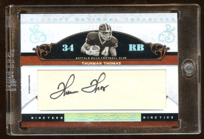 THURMAN THOMAS 2007 TREASURES AUTO #D /15 CUT SIGNATURE ALL-DECADE  BILLS HOF RB