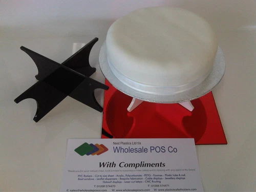 Acrylic Cake Display Stand Gloss White Two Part Interlocking Wedding & Birthday