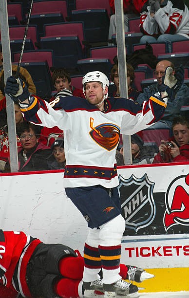 Niclas Havelid Atlanta Thrashers celebrates at the game v th- Ice Hockey Photo