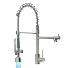 Commercial Single Handle Pull Down Sprayer Kitchen Brushed Nickel Modern