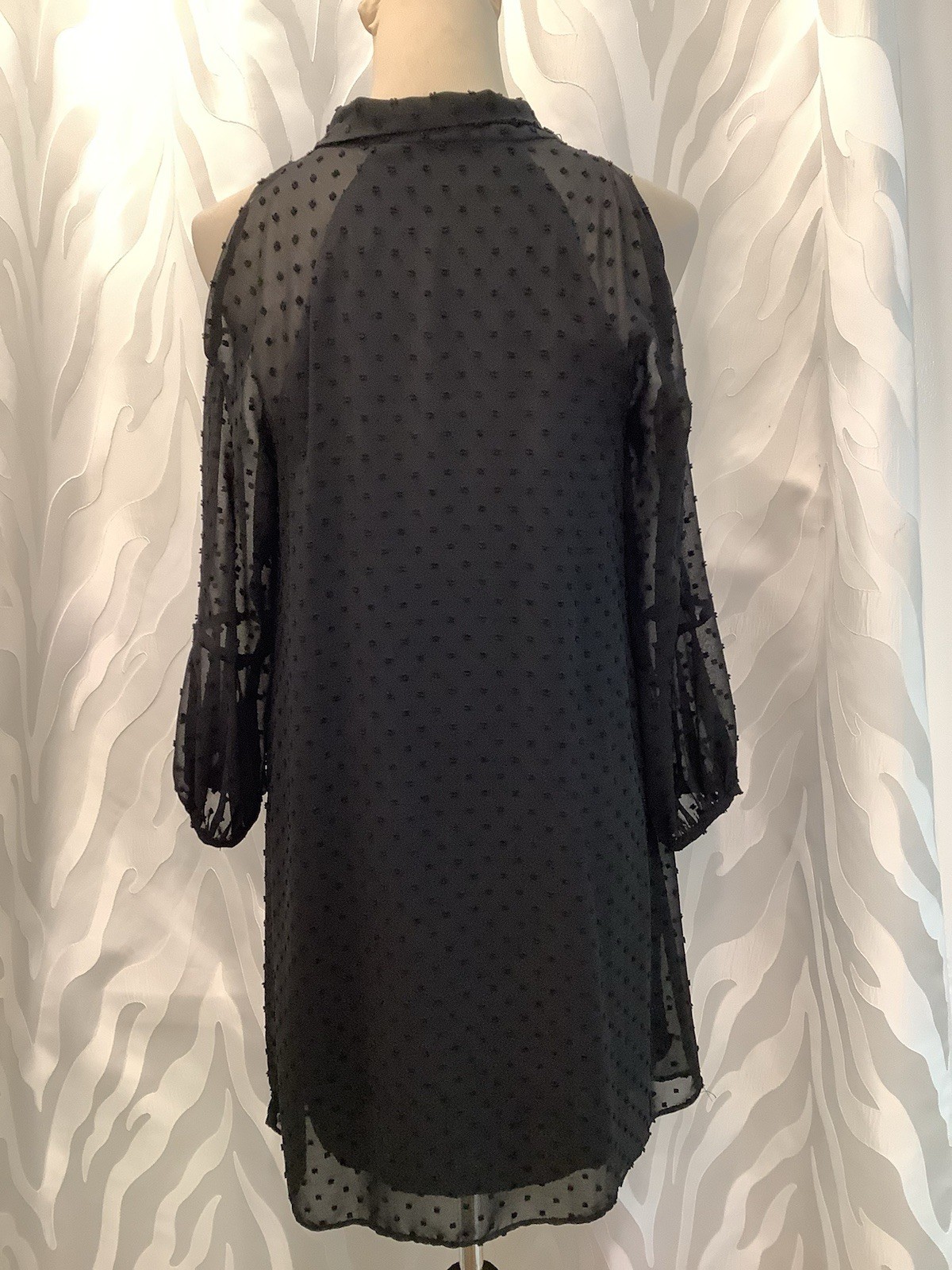 Zara Basic Collection Sheer Black Lined French Do… - image 4