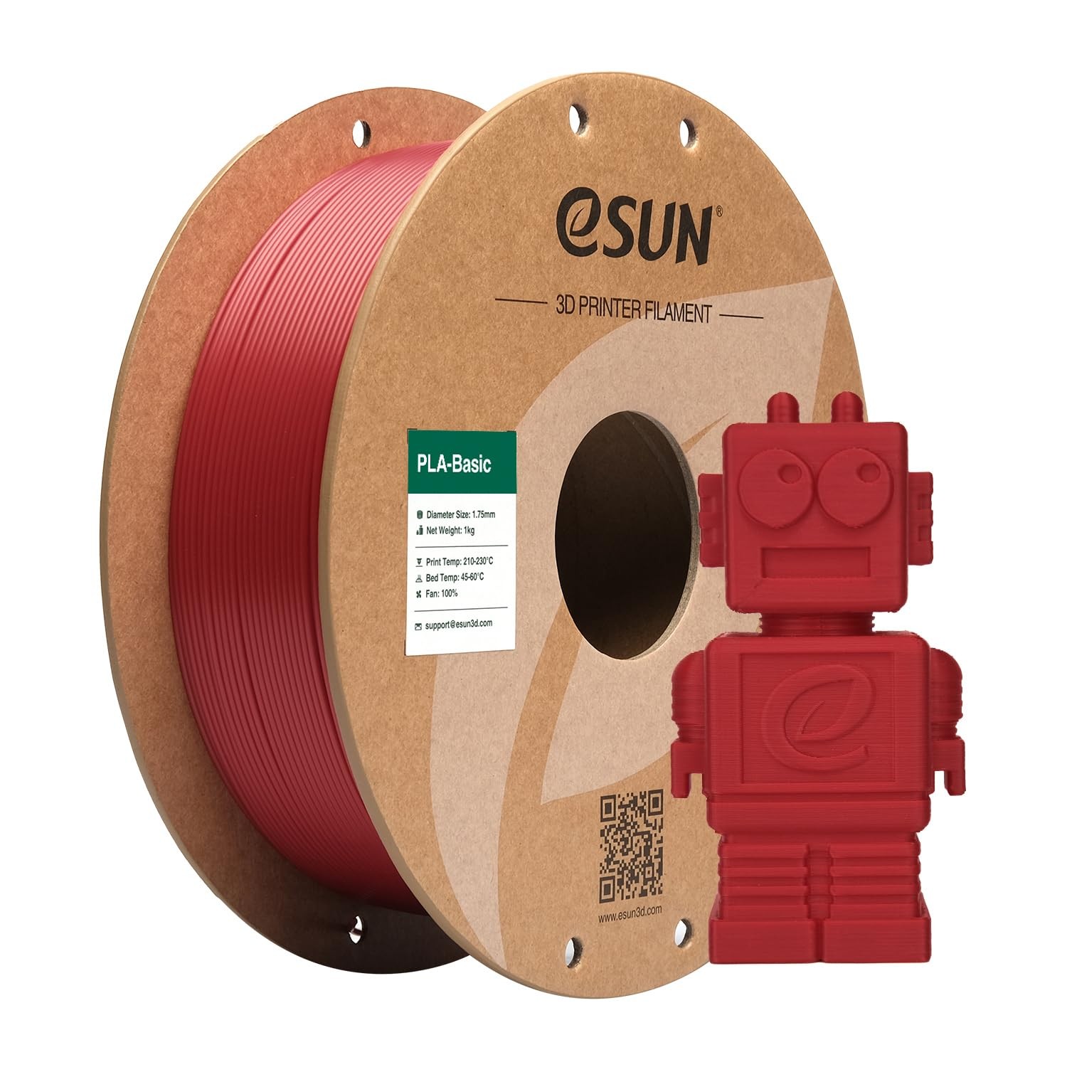 eSUN PLA Filament 1,75 mm 1KG Feuerrot für Hochgeschwindigkeits-3D-Drucker