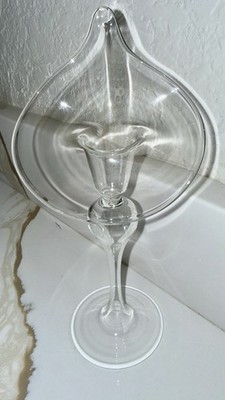 Vintage Jack In The Pulpit Calla Lily Hand Blown Glass-delicate Candle Holder