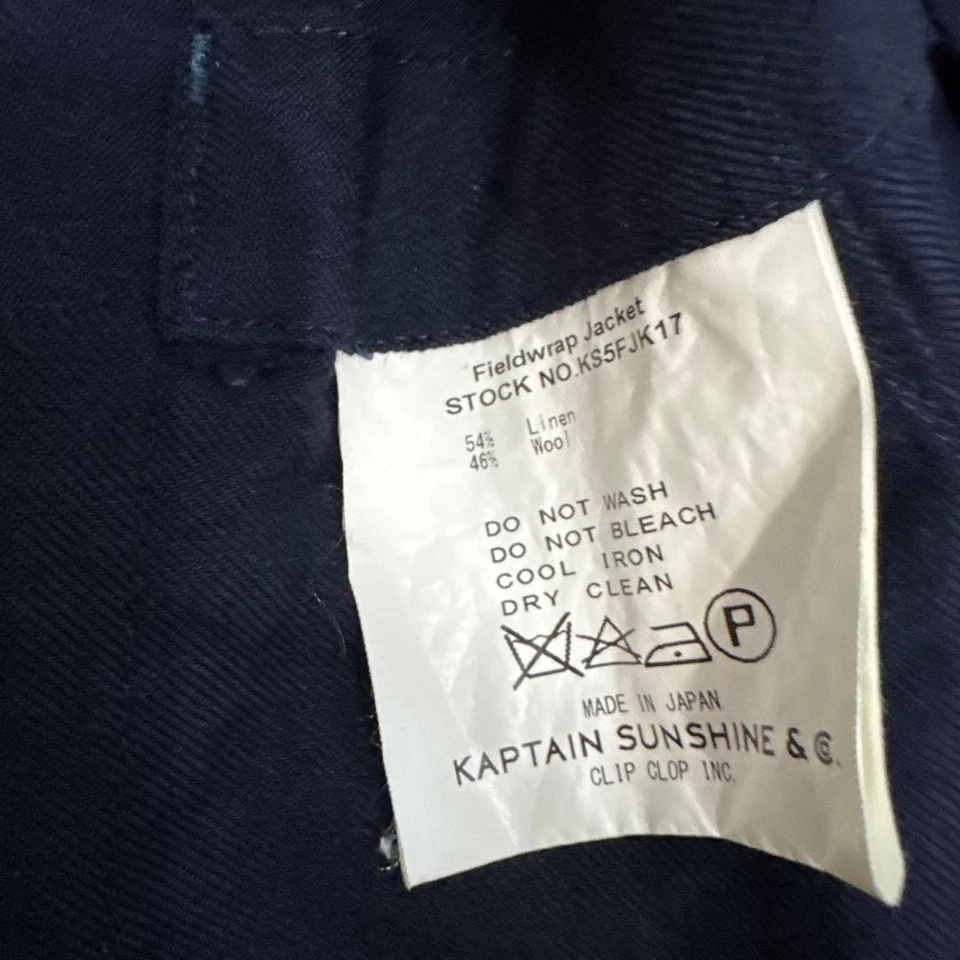Kaptain Sunshine Fieldwrap Jacket, Size M, Navy, Linen and Wool - Image 3 of 4