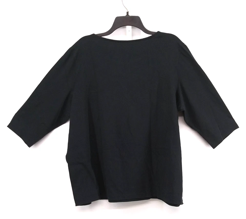 Camisa Coral Bay Mujer Talla Grande 2X Negra Cuentas Copos de Nieve Manga 3/4 Informal Top Foto 3 de 4