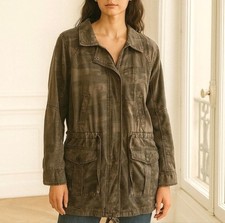 Sanctuary Camo Utility Jacket Long Lightweight Cargo Military Army Green Large