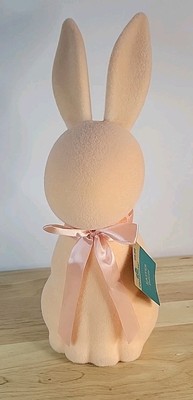 Easter Flocked Bunny Rabbit 16'' Peach Decor Way to Celebrate Adorable  NWT