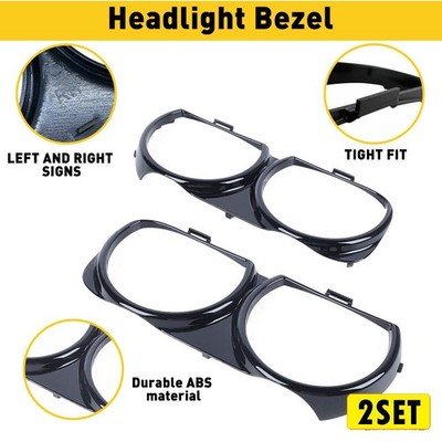 2set LH & Headlight Front RH Bezel Lamp Trim Cover Set For 2015-2021 Dodge Chall