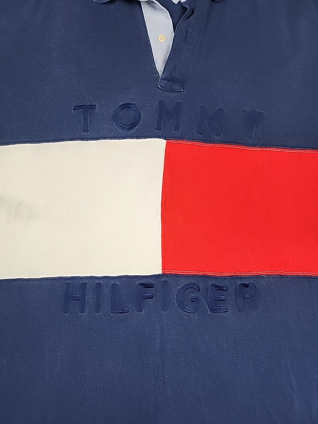 Vintage Tommy Hilfiger Polo Shirt Mens L Big Flag Embroidered Spell Out Logo thumbnail 4