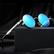 Retro Round Polarized Sunglasses Men Women Vintage Gothic Steampunk Glasses
