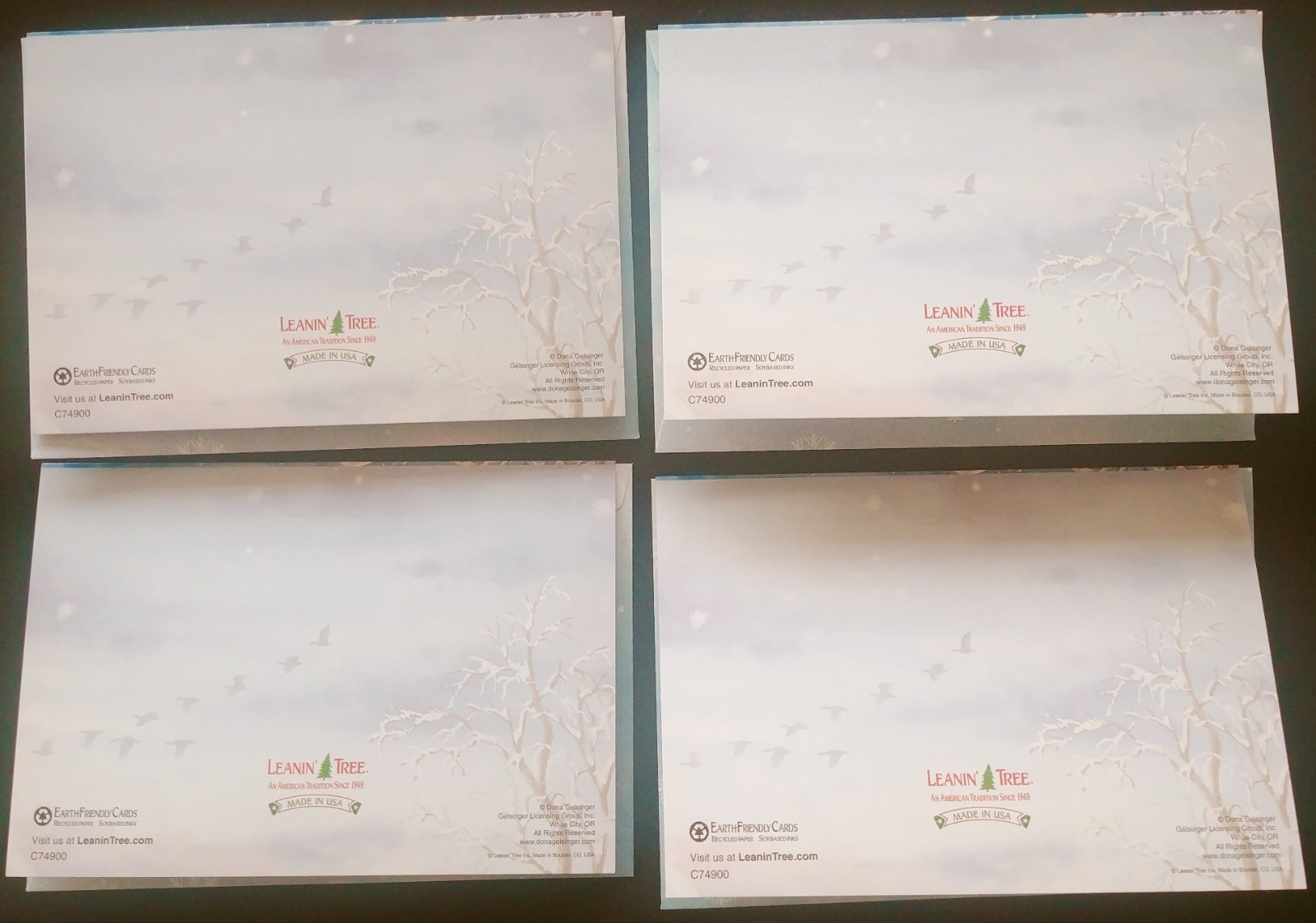 "Lazy Creek Country Store", (4) Leanin' Tree Christmas Cards, With (4) Envelopes