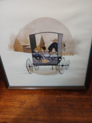 P Buckley Moss AUTUMN RIDE Framed Signed Limited Edition Print 1982 Amish Buggy - Picture 2 of 4