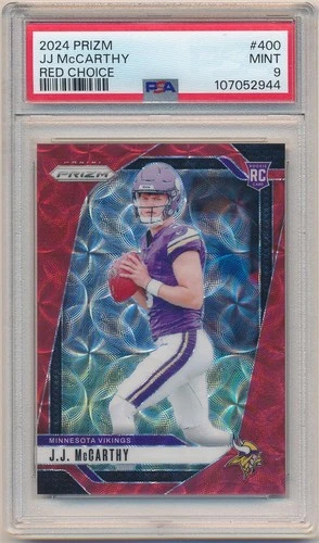 JJ MCCARTHY 2024 PANINI PRIZM 400 RC RED CHOICE PRIZMS VIKINGS #19/20 PSA 9 MINT