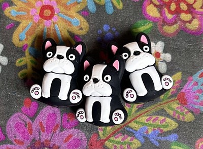 3 Pce BOSTON TERRIER Dog THEMED Silicone Focal Beads DIY Jewelry Pens+