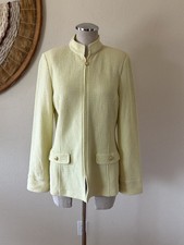 ST. John Collection Zip up Jacket Knitwear Yellow mandarin collar Woman's 8