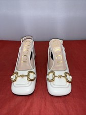 Gucci Baby Mid-Heel Horsebit Slingback Pumps size EU34