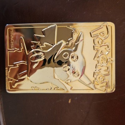 pokemon 23 karat gold cards pikachu 1999 Pokemon Pikachu 23K Gold Plated Metal Trading Card Burger King RARE