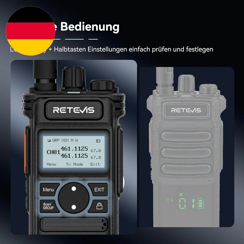 Retevis RT86S Walkie Talkies Mit Großer Reichweite, Profi Funkgeräte Nächsten Ge - Bild 2 von 4