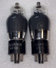 Pair Sylvania 6F8G VT99 Vacuum Tubes Smoke Glass TV7 Tested NOS