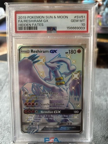 Reshiram Gx SV51/SV94 Hidden Fates Pokemon PSA 10