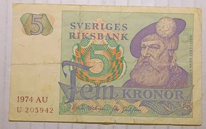 Sweden - 1974 5 Kronor National Bank of Sweden (Sveriges Riksbank)