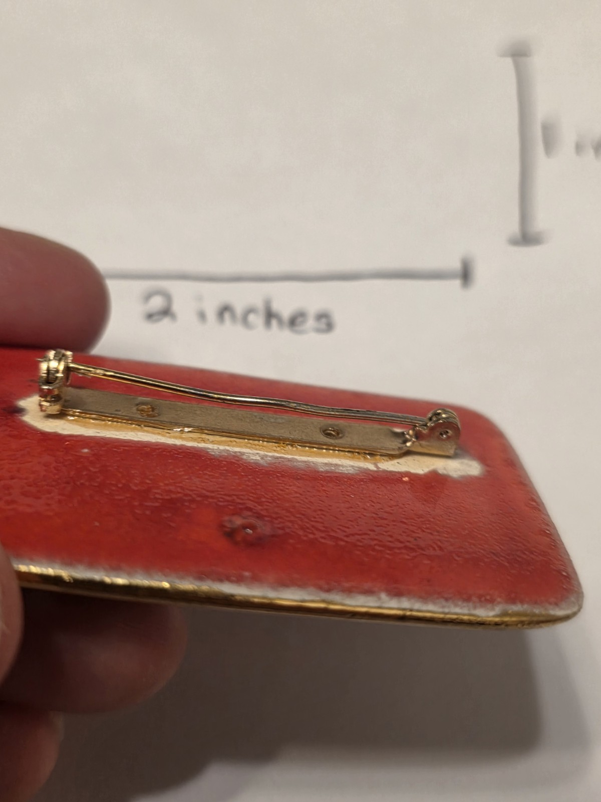 Vintage Rectangular Flame Agate Cabochon with Gol… - image 4