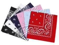 100% Cotton Paisley Printed Bandanas 6 PCS or12 PCS 22x22 Inches or 27x27 Inc...